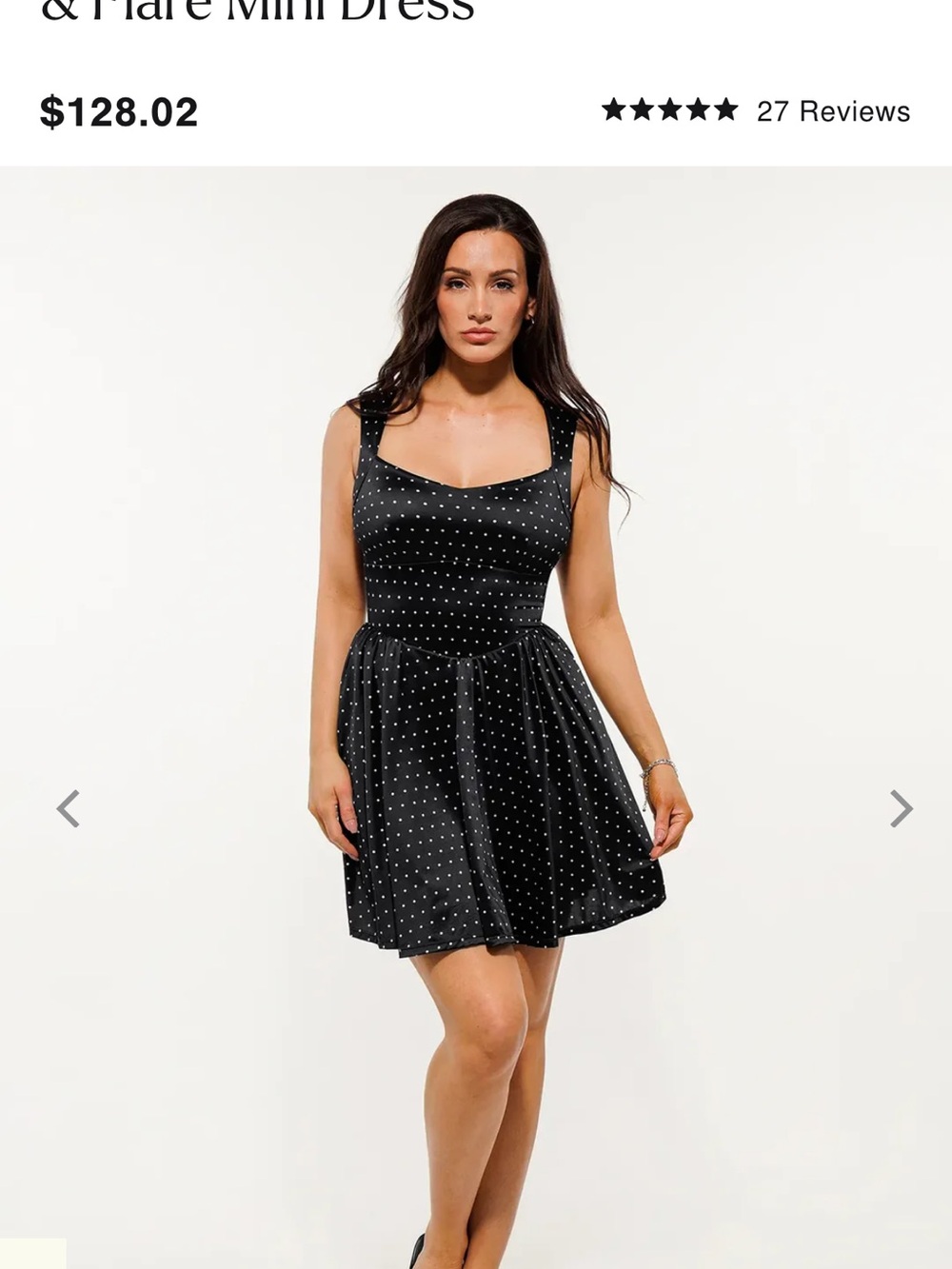Black Polka Dot Square-Neck Mini Dress- shapewear built-in